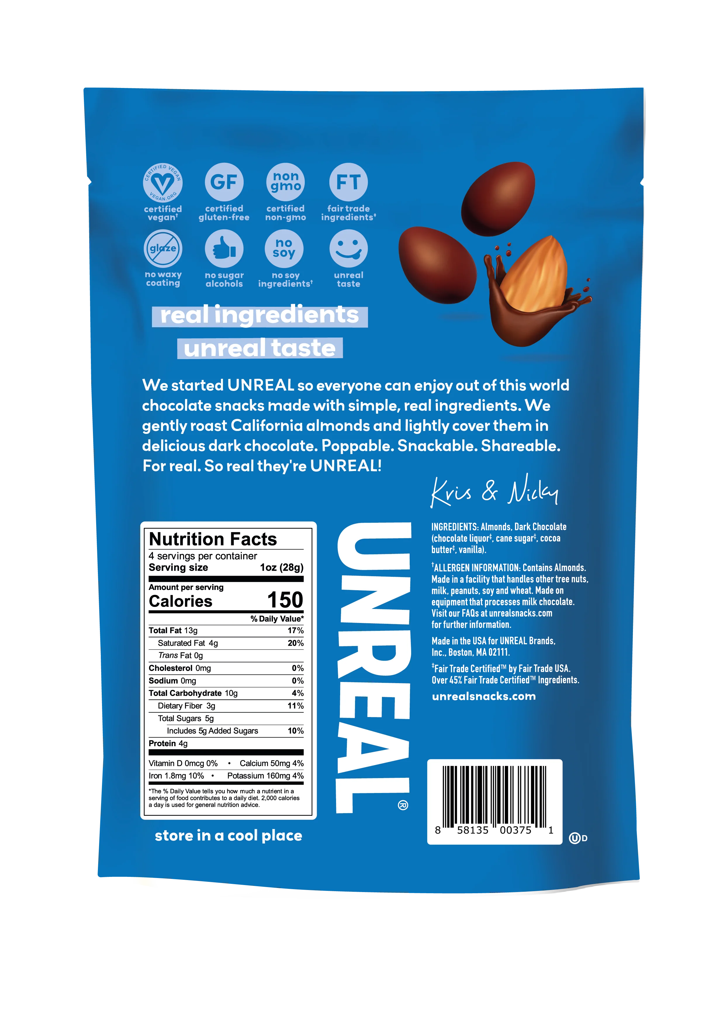 Dark chocolate covered almonds - 2 standard bags - Image 3