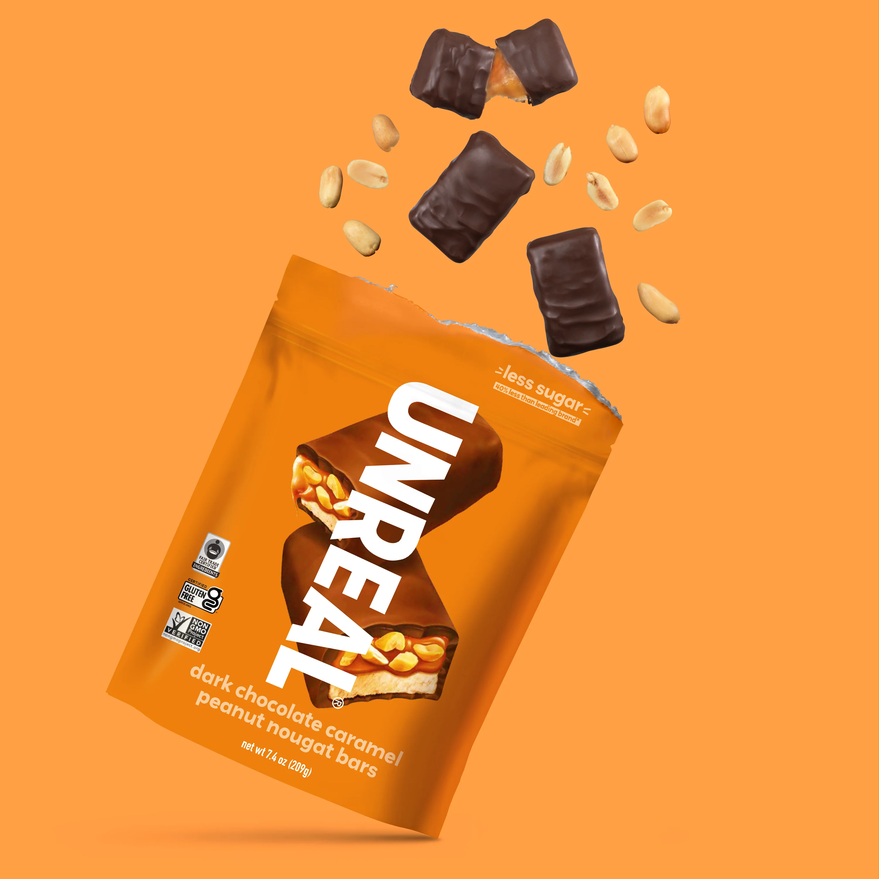 Dark chocolate caramel peanut nougat bars - value size bags - Image 3